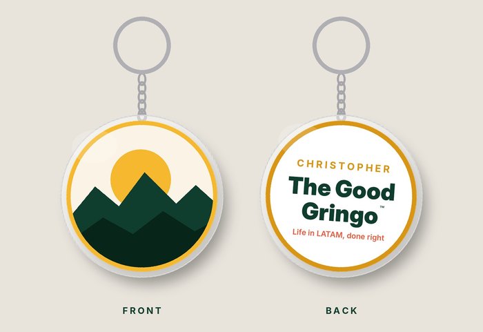 Round acrylic keychain, front and back