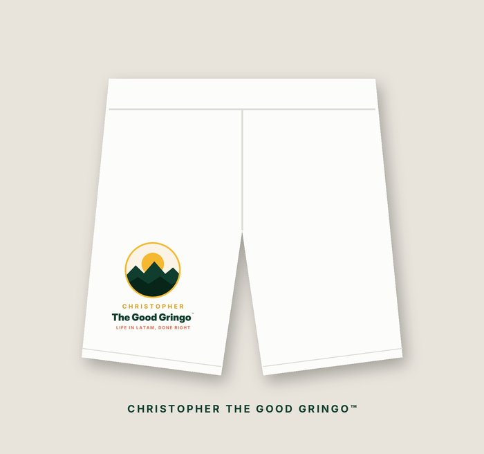 All-white shorts with leg logo